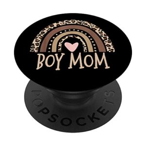 rainbow leopard print boy love mom popsockets swappable popgrip