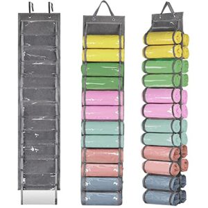 legging organizer storage, t-shirt organizer, foldable hanging closet organizer, hanging clothes organizer with 24 roll compartments for yoga clothes, pants, tank top, towel, underwear, shirt (grey)