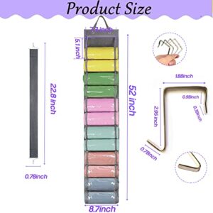 Legging Organizer Storage, T-Shirt Organizer, Foldable Hanging Closet Organizer, Hanging Clothes Organizer with 24 Roll Compartments for Yoga Clothes, Pants, Tank Top, Towel, Underwear, Shirt (Grey)