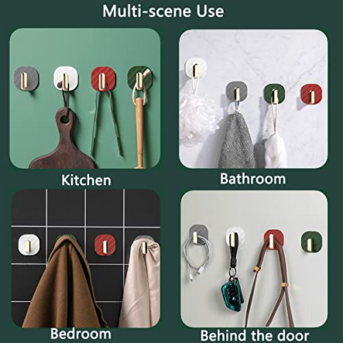 Jearytop Wall Utility Hooks Adhesive Hanger Kitchen Towels Hook Waterproof Shower Room Sticky Decorative for Bathroom Organizer Coat Hats Multicolor 8 pcs
