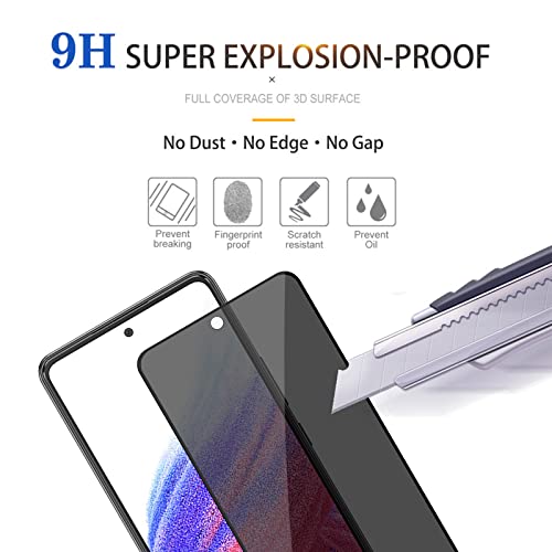 Lokyoo 2 Pack Privacy Screen Protector for Samsung Galaxy A53 5G/ A51 5G/ A52 4G/ A52 5G/ A52s[Anti-Spy Tempered Glass], Ultra HD, Anti-Scratch, Bubble-Free, Easy Install 9H Protective Glass Black