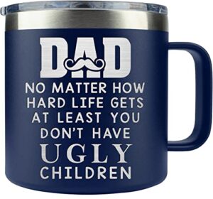 teezwonder gifts for dad from daughter son, laser engraved birthday christmas gifts for dad, best papa, grandpa for fathers day, funny insulated coffee mug 14oz