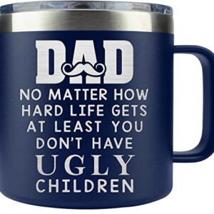 TEEZWONDER Gifts for Dad from Daughter Son, Laser Engraved Birthday Christmas Gifts for Dad, Best Papa, Grandpa for Fathers Day, Funny Insulated Coffee Mug 14oz