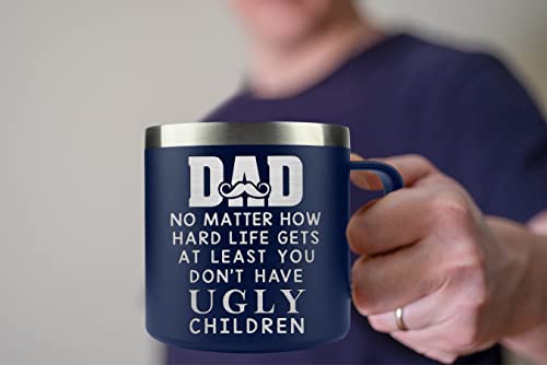 TEEZWONDER Gifts for Dad from Daughter Son, Laser Engraved Birthday Christmas Gifts for Dad, Best Papa, Grandpa for Fathers Day, Funny Insulated Coffee Mug 14oz