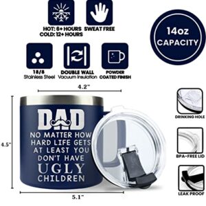 TEEZWONDER Gifts for Dad from Daughter Son, Laser Engraved Birthday Christmas Gifts for Dad, Best Papa, Grandpa for Fathers Day, Funny Insulated Coffee Mug 14oz