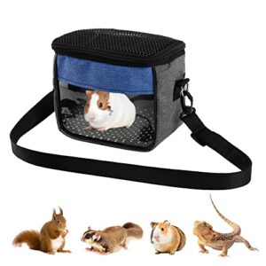 Filhome Guinea Pig Sling Carrier, Hamster Carrier Bag Portable Breathable Outgoing Travel Pouch Bag with Clear Window for Hamster Gerbil Sugar Glider Squirrel Guinea Pig (Size L)