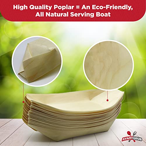 100 Pack Extra Large 10" Biodegradable Sushi Boats. 100% Disposable Appetizer Plates. Compostable Natural Wood Food Trays. Sturdy Poplar Serving Dish. Eco-Friendly Bamboo Sushi and Sashimi Party Kit