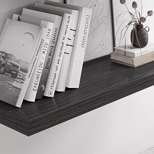 JPND Floating Shelf, Set of 3 Wall Shelf, 36 in W x 12.75 in D x 2 in H Wooden Floating Wall Shelf with Invisible Brackets for Living Room/Bedroom/Bathroom/Kitchen Storage and Decor, Black