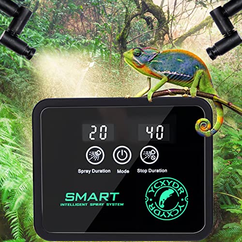 Reptile Mister Automatic Misting System, Reptile Humidifiers with Smart Timing Controller, Terrariums Humidifier with 360°Adjustable Misting Nozzles, Rainforest Ecosystem Sprayer