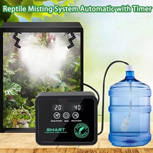 Reptile Mister Automatic Misting System, Reptile Humidifiers with Smart Timing Controller, Terrariums Humidifier with 360°Adjustable Misting Nozzles, Rainforest Ecosystem Sprayer