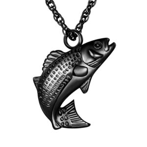 xiuda fish urn necklace for ashes cremation necklace ash necklace for men women fishing locket ashes holder keepsake cremation jewelry memorial pendant necklace