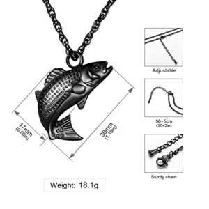 XIUDA Fish Urn Necklace for Ashes Cremation Necklace Ash Necklace for Men Women Fishing Locket Ashes Holder Keepsake Cremation Jewelry Memorial Pendant Necklace