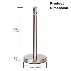 Paper Towel Holder Stand Countertop with Heavy Weighted Stainless Steel Base, Free Standing Paper Towel Holder (Brushed Nickel)