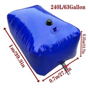 64 Gallon Water Storage Bladder Heavy Duty Truck Bed Camping Agricultural Farm Portable Large-Capacity Foldable Water Container with Shut Off Valve