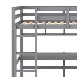 GLORHOME Twin High Loft Bed with Under-Bed Desk & 2-Tier Storage Shelves Ladder Safety Guard Rails, Space Saving Bedroom Furniture for Teens Adults