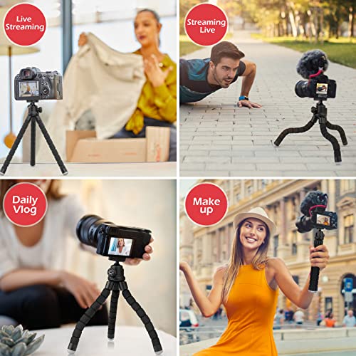 Aureday Cell Phone Tripod, Flexible Mini Tripod with Remote and Cold Shoe, Small Tripod Stand for Video Recording, Vlogging, Compatible with Microphones,Cellphone,Camera,Gopro