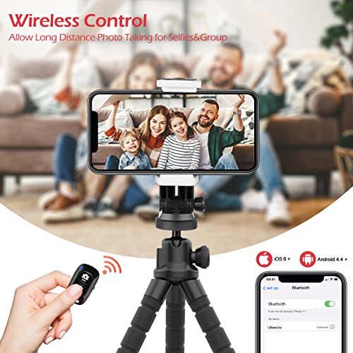 Aureday Cell Phone Tripod, Flexible Mini Tripod with Remote and Cold Shoe, Small Tripod Stand for Video Recording, Vlogging, Compatible with Microphones,Cellphone,Camera,Gopro