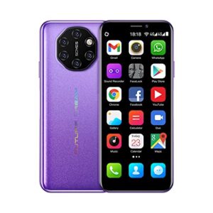 soyes s10i unlocked mini 4g android smart phone 3.5" dual sim ultra thin card student palm cellphone google play whatsapp face fingerprint 2050mah global version (star purple, 3gb+64gb)