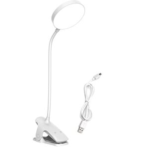 gaxmi clip on desk lamp usb rechargeable dimmable touch led table light (white)