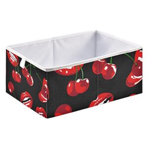 red lips cherry storage basket storage bin rectangular collapsible storage box clothes toys bin organizer for kids room bedroom…