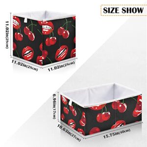 Red Lips Cherry Storage Basket Storage Bin Rectangular Collapsible Storage Box Clothes Toys Bin Organizer for Kids Room Bedroom…