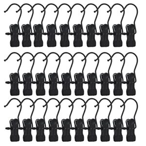 bewishome 30 pcs boot hangers for closet, laundry hooks with clips, boot hanging hold clip, clothes pins, space saving portable travel hangers clip, jeans, tall boots, towel, black fyc30b