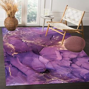 purple gold liquiod style modern abstract area rug for living room bedroom cool carpet under dining table vintage marble rug soft home office floor rug indoor outdoor kitchen laundry room rug 6x9