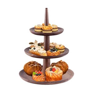 3 Tier Tray Wooden Decorative Farmhouse Tray Rustic Two Tier Tray Kitchen Tabletop Display Food Fruits Afternoon Tea Cupcake Organiser Wooden Rustic Cake Stand for Kitchen Counter Table