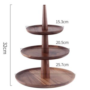 3 Tier Tray Wooden Decorative Farmhouse Tray Rustic Two Tier Tray Kitchen Tabletop Display Food Fruits Afternoon Tea Cupcake Organiser Wooden Rustic Cake Stand for Kitchen Counter Table