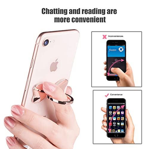 Metal Cell Phone Ring Holder, Bowknot Phone Ring Kickstand, Collapsible Cell Phone Stability Kickstand, Universal 360° Rotation Cell Phone Finger Ring Stand Compatible with All Smartphone