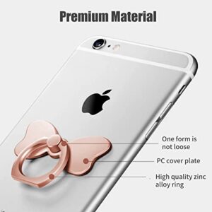 Metal Cell Phone Ring Holder, Bowknot Phone Ring Kickstand, Collapsible Cell Phone Stability Kickstand, Universal 360° Rotation Cell Phone Finger Ring Stand Compatible with All Smartphone