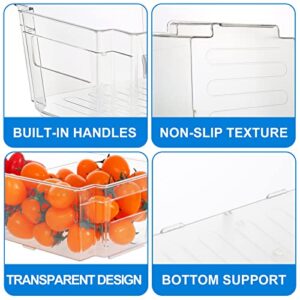 HERKKA Plastic Storage Organizer Container Bin with Dividers for Bathroom, Pantry, Kitchen Cabinet, Fridge, Office and Home Organization - 9 pack - 12.5 inch - Clear