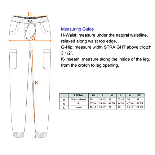 Stretch Rib Scrubs Jogger Pants - Pandamed Women Full Elastic Waistband Jogger Pants Drawstring Nursing Uniforms Pants PSP740 Black M