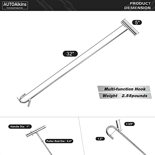 AUTOAlkins Heavy Duty 5th Wheel Pin Puller, 2 Pack 32" Solid Steel Chrome Plated Fifth Wheel Puller Hook