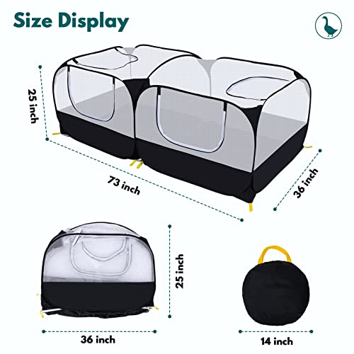 Small Animals Playpen,Pet Cage Tent Large Chicken Run Coop with Detachable Bottom Breathable Transparent Mesh Walls, Foldable Pet Enclosure for Puppy Kitten Rabbits Indoor Outdoor playpen