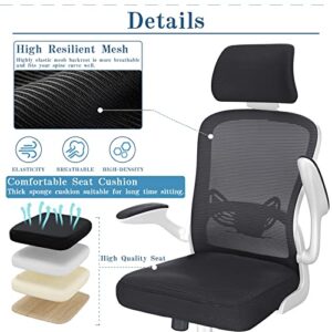 ZXBEER Office Chair Ergonomic Desk Chair Lumbar Support Height Adjustable Computer Chair with Flip-up Armrests, Mesh High Back, and 360° Rocking Function Swivel Task Chair for Home Office