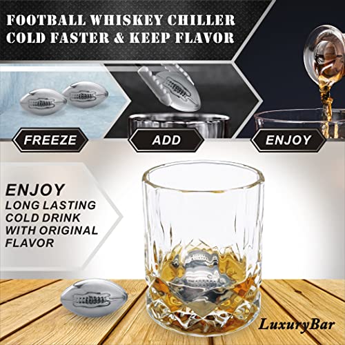 Football Whiskey Decanter Set with Glasses Spout Football Chiller,Whiskey Decanter Sets for Men,Tequila Liquor Decanter Whiskey Set Bourbon Gifts for Men Gifts for Dad Gifts for Boyfriend Him Husband