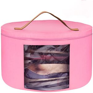color you hat box, hat storage box 17" diameter hat boxes for women men storage large round hat travel case with dustproof lid travel hat box stuffed animal toy clothes sheet hat organizer