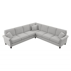 bush furniture coventry l shaped sectional couch, 111w, light gray microsuede