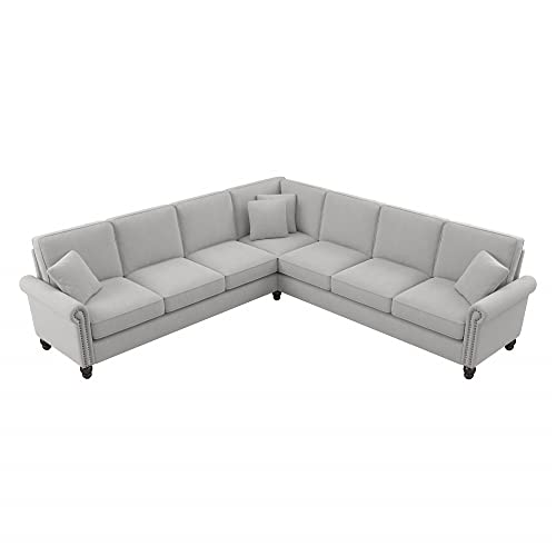 Bush Furniture Coventry L Shaped Sectional Couch, 111W, Light Gray Microsuede