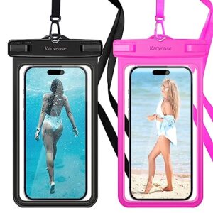 waterproof phone pouch/case, 2 pack waterproof phone holder/bag for iphone 14 13 12 11 pro max, xr, samsung galaxy, pixel, universal cell phone dry bag for travel, beach, shower, kayaking, snorkeling