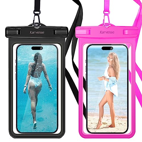 Waterproof Phone Pouch/Case, 2 Pack Waterproof Phone Holder/Bag for iPhone 14 13 12 11 Pro Max, XR, Samsung Galaxy, Pixel, Universal Cell Phone Dry Bag for Travel, Beach, Shower, Kayaking, Snorkeling