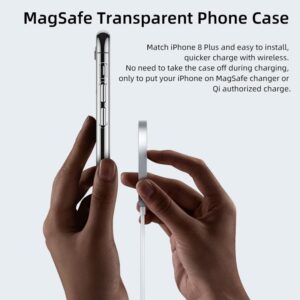 Tigowos Magnetic Phone Case for iPhone 8 Plus Case with MagSafe Wireless Charging Shockproof Protective Case for iPhone 8 Plus(5.5")， Clear