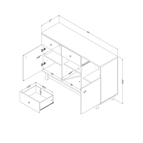 South Shore Bellami Buffet with Wine Storage, Nordik Oak