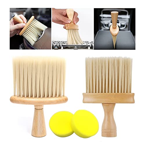 High Density Ultra Soft Detail Brush with Cleaning Sponge Set, Premium Natural Fiber Car Interior Brush Detailing Brush Set for Cleaning Interior, Dashboard, Engines and Deep Cleaning Keyboard (A+B)