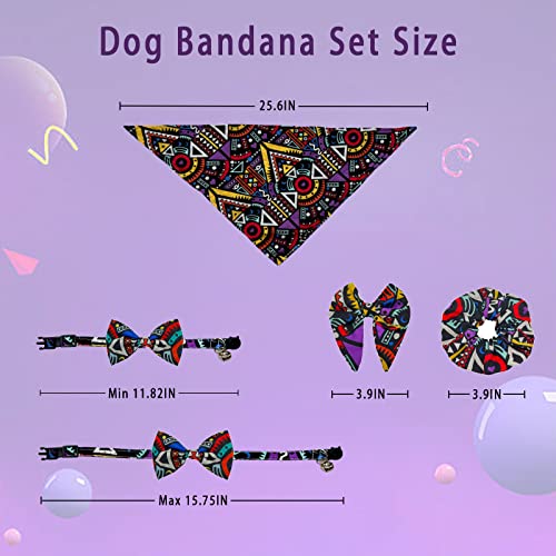 Dog Bandanas for Boy Girl 4PCS Set, Reversible Printing Pet Scarf Cooling Summer Bib Adjustable Accessories Matching Puppy Small Medium Large Dogs Owner Mom