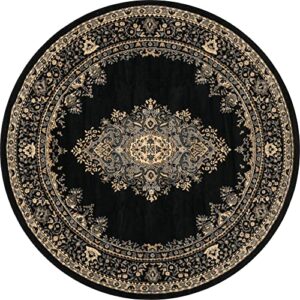 rugs.com amaya collection rug – 8 ft round black medium rug perfect for kitchens, dining rooms