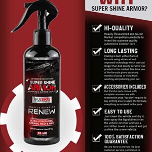 Super Shine Armor Supreme Quality Waterless Wash and Wax Ceramic Coating with Accessories - Clean Vehicle Exterior, Shine, and Protect from Rusting and Scratches with Long Lasting Hydrophobic Effect