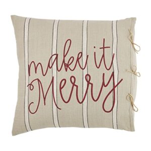 mud pie christmas woven pillow, 11" x 35", make it merry 116 count