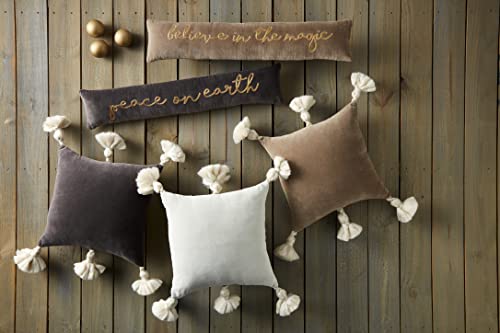 Mud Pie Holiday Long Velvet Pillow, 7" x 35", Taupe 74 Count